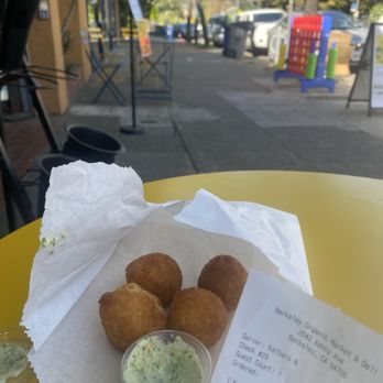 Casa Do Petisco - Coxinha (5/6.99) outside dining. - Brazilian Near Me - Berkeley, California