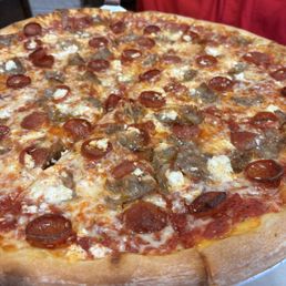 Pepperoni and Italian sausage pizza