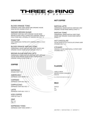 Menu photo 7 Three Ring Coffee Corona, CA