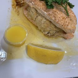 Rudy's Family Restaurant - Salmon with crab in between the fillets