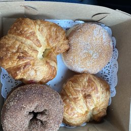 Croissants, raspberry jelly donut, apple cider donuts