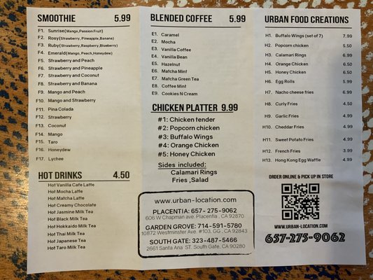 Menu photo 8 Urban Location Boba Tea House Placentia, CA Menu photo 8 Urban Location Boba Tea House Placentia, CA