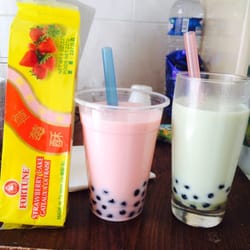 Au Comptoir d'Asie - Bubble tea fraise et motcha(thé vert) !