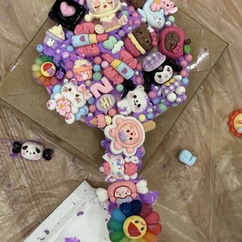 Hello Pottery - Handheld mirror $28  Comes with a tube of colorful glue and unlimited charms - Paint-Your-Own Pottery Near Me - Brea, California