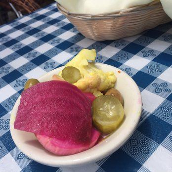 Tavlin - Complimentary pickled veggies were good. - Mediterranean Near Me - Tenafly, New Jersey