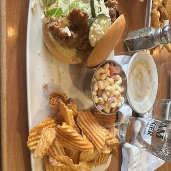 Mavericks Wood Grill - Chicken Caesar salad chicken sandwich with pasta salad and homemade chips and dip - American Near Me - Champlin, Minnesota Mavericks Wood Grill - Chicken Caesar salad chicken sandwich with pasta salad and homemade chips and dip - American Near Me - Champlin, Minnesota
