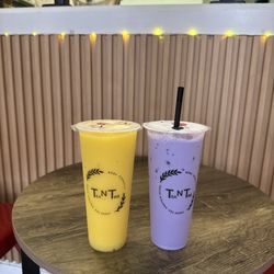 Tea N Tea - Mango Slushy and Taro Milk Tea