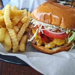 Laila’s Place - Bacon cheeseburger with subbed fries