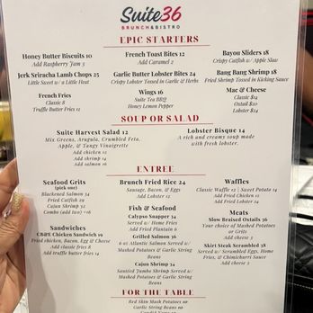 Suite 36 Brunch & Bistro - Menu as of August 2025 - Breakfast & Brunch Near Me - Bellerose, New York