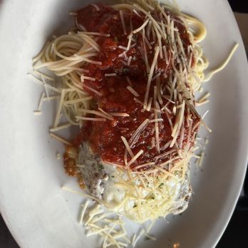 The Original Papa Nick's - Chicken Parmesan on top of pasta - Pizza Near Me - Mars Hill, North Carolina The Original Papa Nick's - Chicken Parmesan on top of pasta - Pizza Near Me - Mars Hill, North Carolina
