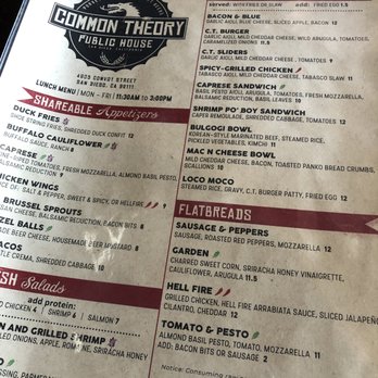 Common Theory - Menu - Gastropubs Near Me - San Diego, California Common Theory - Menu - Gastropubs Near Me - San Diego, California
