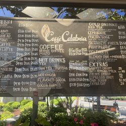 Caffe Calabria Coffee Cart - Menu
