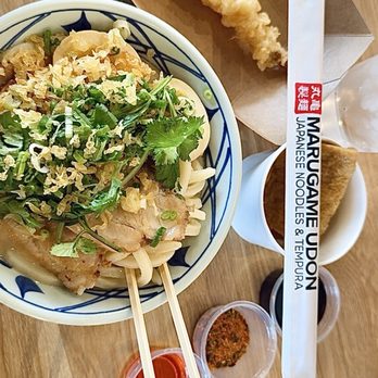 Marugame Udon - Creamy broth with kitsune side & shrimp tempura - Japanese Near Me - Aliso Viejo, California