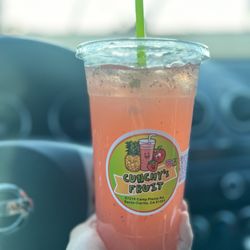 Cunchy's Fruit - Large Aguas Frescas (Strawberry Lime w/ chia and mint pictured here)