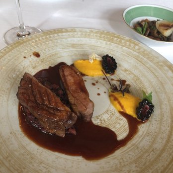 Le Grand Vefour - Duckling filet, slowly cooked, with confit of berries and vegetables, beetroot and black currant juice with a hint of Timut pepper - French Near Me - Paris, 75 Le Grand Vefour - Duckling filet, slowly cooked, with confit of berries and vegetables, beetroot and black currant juice with a hint of Timut pepper - French Near Me - Paris, 75