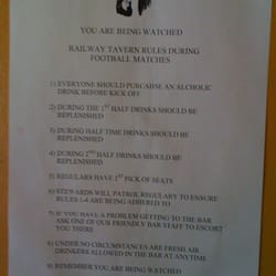 The Railway Tavern - Drinking rules during the footie