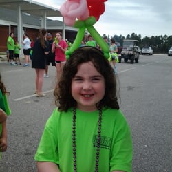 Dr. GEE's Magic and Balloons - A Happy Participant at a School Event with a Sleeping Fairy Hairband.