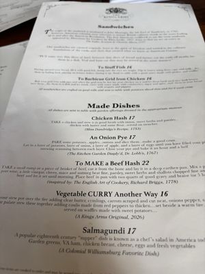 Menu photo 2 King's Arms Tavern Williamsburg, VA Menu photo 2 King's Arms Tavern Williamsburg, VA