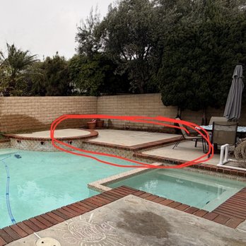Samy’s Pool Plastering - Area that was leveled circled - Pool & Hot Tub Service Near Me