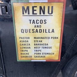 Menu items - $2.50 per taco as of 04.21.2023 Menu items - $2.50 per taco as of 04.21.2023
