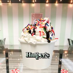 Harper's Ice Cream - Harper's ice cream sundae made with handcrafted ice cream!