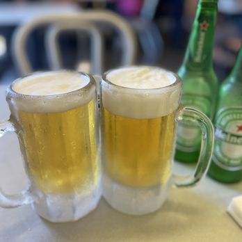 Binh Dan Restaurant - Beer served in an icy mug with ice frozen on the bottom - Vietnamese Near Me - Westminster, California