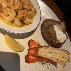 Lunch lobster, shrimp scampy with baked potato