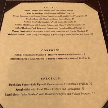 Babbo - A la carte menu - Italian Near Me - New York, New York