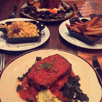 The Honeysuckle - Meatloaf, pork belly Mac and cheese, duck fat fries, and pork shank. Everything was incredible! - Southern Near Me - Franklin, Tennessee