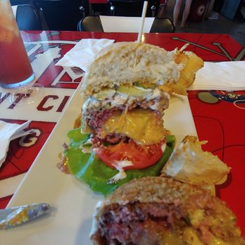 GAS- Full Service Restaurant - Popper Burger cut in half. - American Near Me - St. Augustine, Florida GAS- Full Service Restaurant - Popper Burger cut in half. - American Near Me - St. Augustine, Florida