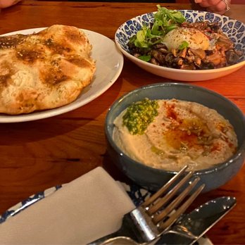 Gypsy Kitchen DC - The hummus with flatbread and the mushroom toast, both were very good, but the hummus and flatbread were our absolute favorite - Tapas/Small Plates Near Me - Washington, DC, District of Columbia