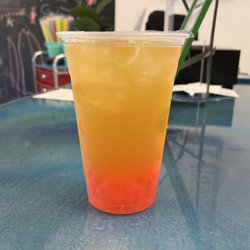 Twin Scoops - A Mango Fruit Tea with Strawberry Bubbles!