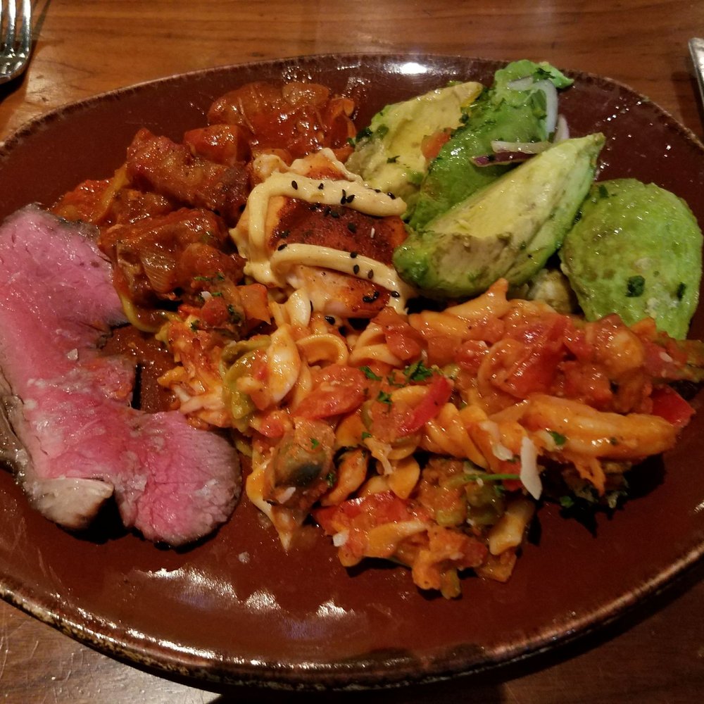 Toro Toro - 2nd plate, more steak, seafood pasta and avocado salad - Steakhouses Near Me - Miami, Florida