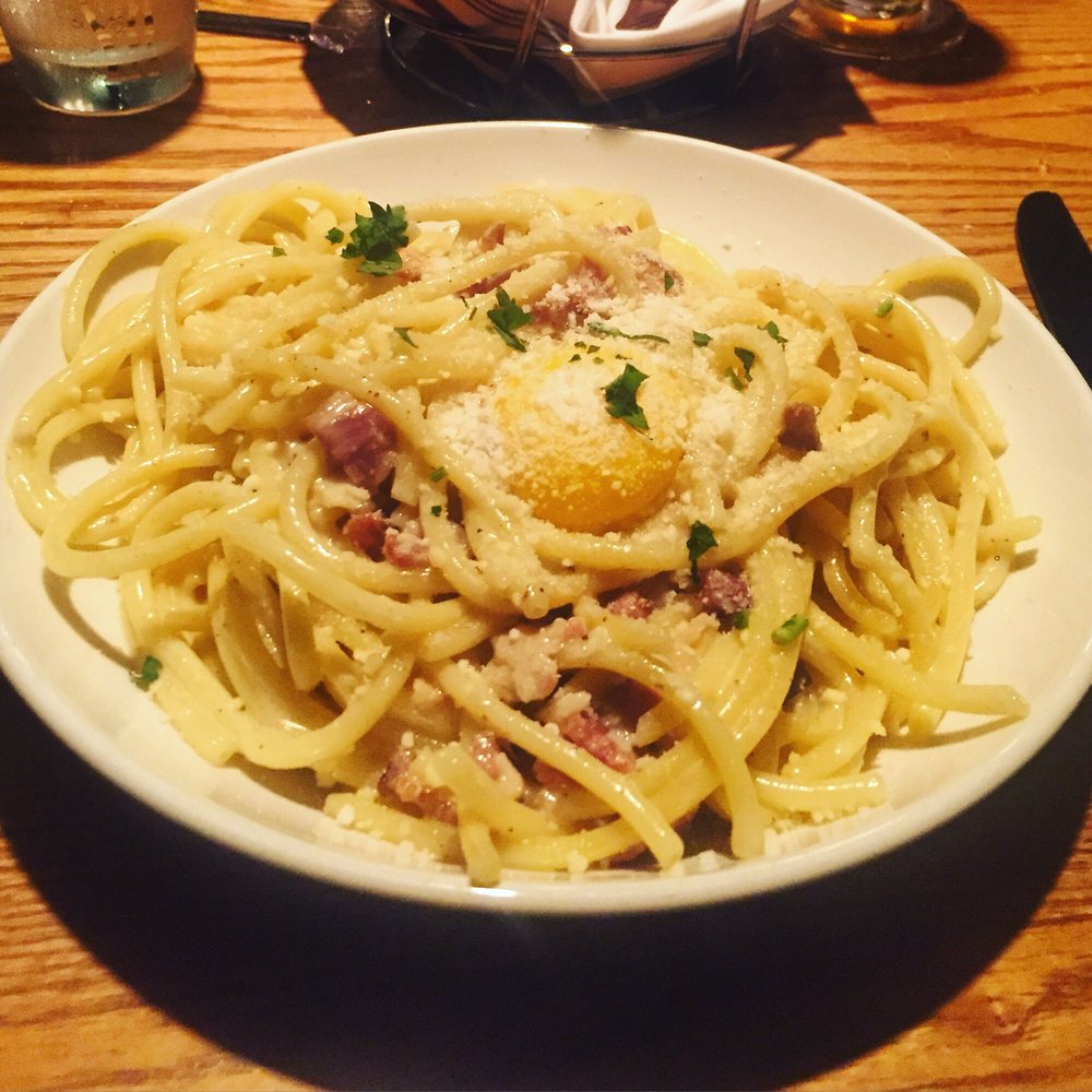 Cibo e Beve - Carbonara with the delish egg on top! - Italian Near Me - Atlanta, Georgia Cibo e Beve - Carbonara with the delish egg on top! - Italian Near Me - Atlanta, Georgia