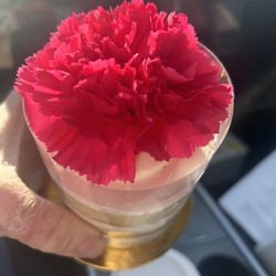 Hard cake with carnation.
