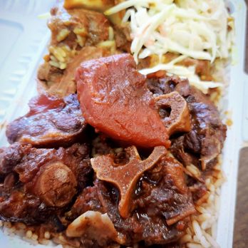 Allwyn’s - Oxtail and Curry Goat combo on rice and peas - Caribbean Near Me - Pickering, Ontario