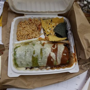 The Grain Cafe - My to-go food: "chicken" wet burrito...yummy vegan Mexican food - Vegan Near Me - Long Beach, California