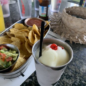 Topgolf - Pina Colada with chips with guacamole & salsa - Golf Near Me - Roseville, California