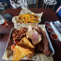 Colt Grill Bbq & Sprits - The Brisket nachos and the meat sampler.