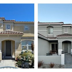 Top To Bottom Handyman & Painting - Full exterior paint job from tan/beige color scheme to gray & white