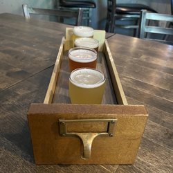 Short Story Brewing - The flight board is a card catalog drawer. What an amazing idea and super solid for carrying!