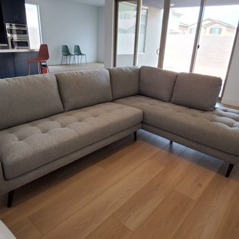 Living Spaces - Ginger Denim sectional in grey. Super comfy! - Furniture Stores Near Me - Summerlin, Nevada Living Spaces - Ginger Denim sectional in grey. Super comfy! - Furniture Stores Near Me - Summerlin, Nevada