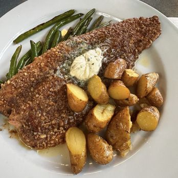 Kool Beanz Cafe - Pecan crusted rainbow trout amazing! - New American Near Me - Tallahassee, Florida Kool Beanz Cafe - Pecan crusted rainbow trout amazing! - New American Near Me - Tallahassee, Florida