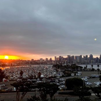 SAN Airport parking at Sheraton San Diego Hotel and Marina - Sunrise view from room 703 - Hotels Near Me - San Diego, California