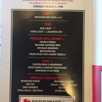 Benihana - Happy hour drink menu! - Teppanyaki Near Me - Arcadia, California Benihana - Happy hour drink menu! - Teppanyaki Near Me - Arcadia, California