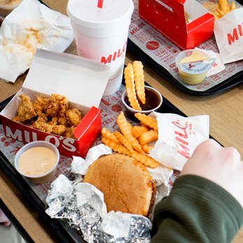 Milo's Hamburgers - a tray of food with fries and a drink - Burgers Near Me - Calera, Alabama Milo's Hamburgers - a tray of food with fries and a drink - Burgers Near Me - Calera, Alabama