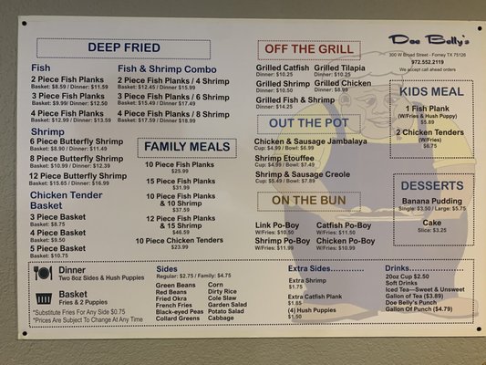 Menu photo 2 Doe Belly's Catfish Cafe Forney, TX Menu photo 2 Doe Belly's Catfish Cafe Forney, TX