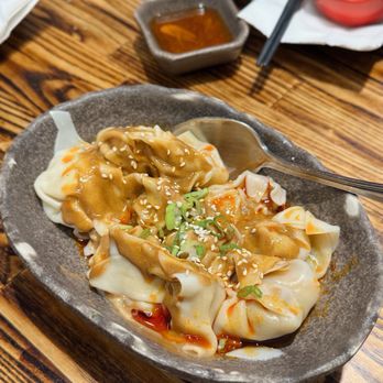 Dumpling Hours - Pork Wonton with Sesame Sauce Chili Oil - Dim Sum Near Me - Palo Alto, California Dumpling Hours - Pork Wonton with Sesame Sauce Chili Oil - Dim Sum Near Me - Palo Alto, California