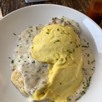 Otto's Place - Biscuits and gravy with scrambled eggs added on. - New American Near Me - Galena, Illinois