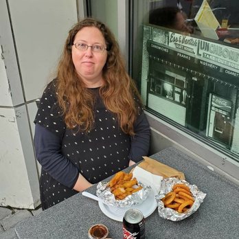 Mendy's Deli - Me eating chicken fingers and onion rings at Mendy's Deli outdoor dining. - Kosher Near Me - Brooklyn, New York Mendy's Deli - Me eating chicken fingers and onion rings at Mendy's Deli outdoor dining. - Kosher Near Me - Brooklyn, New York